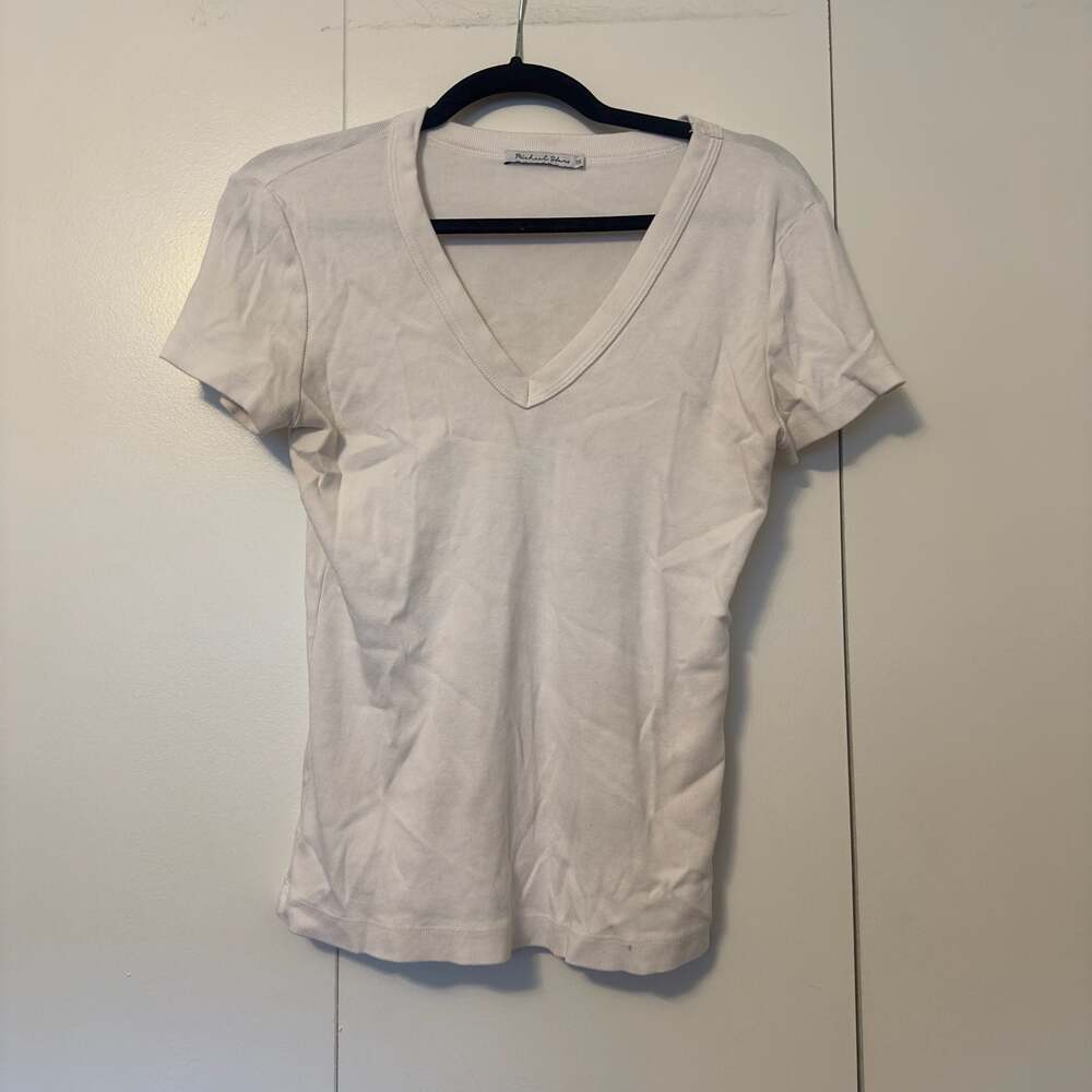 Michael Stars White V-Neck T-Shirt One Size